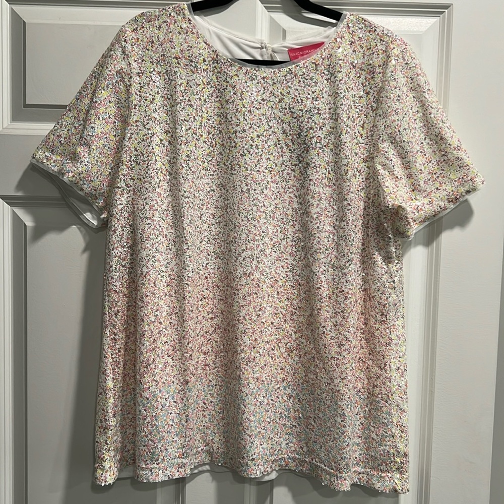 NWT Isaac Mizrahi Sequin Tee